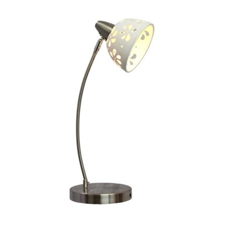 ALL THE RAGES All The Rages LD1000-WHT Porcelain Flower Desk Lamp in Brushed Nickel - White LD1000-WHT